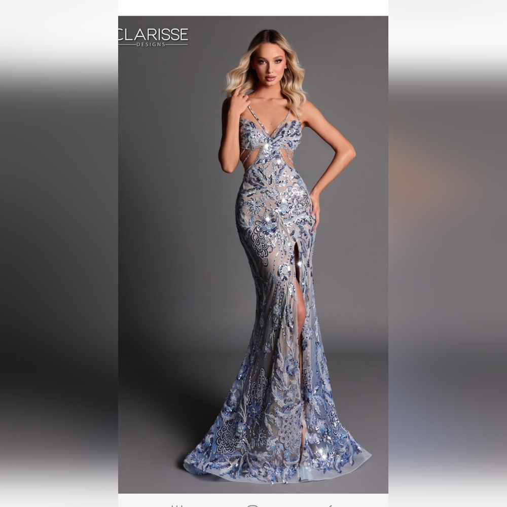 Clarisse Silver and Blue Sequin Prom Dress